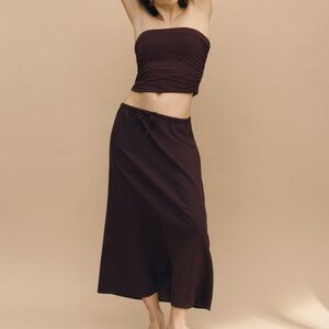 H&M linen blend Skirt dark brown size L